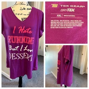 TekGear 2XL I Hate Running But I Love Desserts Tshirt NWOT